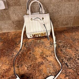 Moschino White Mini Bag with Gold Accents